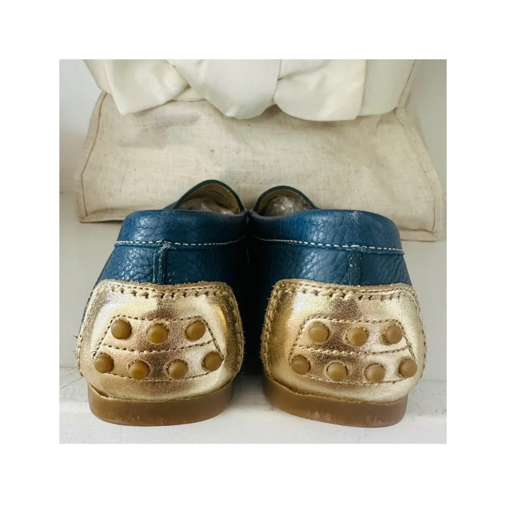 Peter Millar Women’s Blue Pebble Leather Driving‎ Moccasins size 9  Gorgeous!